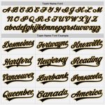 Custom white, black and old gold softball jersey, side view