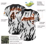 Custom Name and Number 3D Pattern Abstract Baseball Jersey - Personalized Sharp Shape Team Design in White Black-Orange Personalized