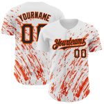 Customizable 3D Pattern Baseball Jersey with Name & Number - Personalized Black-Orange Abstract Splash Design Personalized