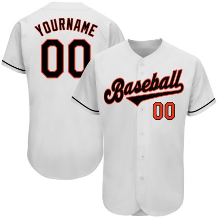Personalized Authentic Baseball Jersey - White Black Orange Design Personalized White Black-Orange Authentic Baseball Jersey