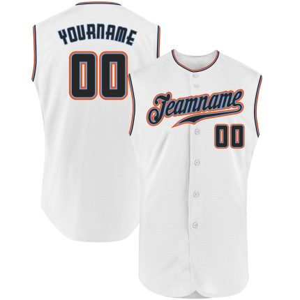 Personalized Black-Orange Authentic Sleeveless Baseball Jersey for Men Personalized White Black-Orange Authentic Sleeveless