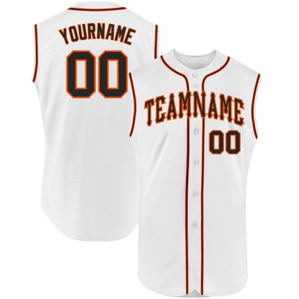 Custom Name Number Baseball Jersey - Personalized Black Orange Sleeveless Authentic Team Gear Personalized White Black-Orange