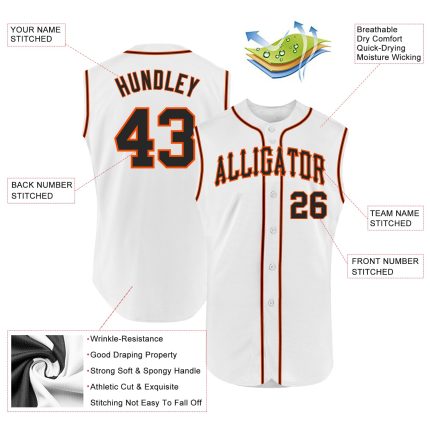 Custom Name Number Baseball Jersey - Personalized Black Orange Sleeveless Authentic Team Gear Personalized White Black-Orange
