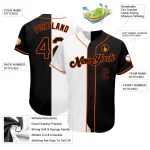 Custom Name and Number Authentic Split Fashion Baseball Jersey - Personalized White-Black Orange Team Apparel Personalized