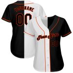 Custom Name and Number Authentic Split Fashion Baseball Jersey - Personalized White-Black Orange Team Apparel Personalized