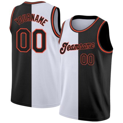 Personalized Black-Orange Basketball Jersey with Custom Name & Number - Authentic Split Fashion Team Apparel Personalized