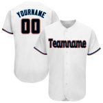 Custom Personalized Team Baseball Jersey - White Black-Orange with Name and Number Personalized White Black-Orange Baseball