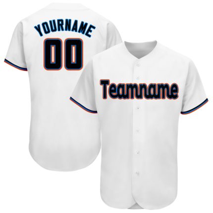 Custom Personalized Team Baseball Jersey - White Black-Orange with Name and Number Personalized White Black-Orange Baseball