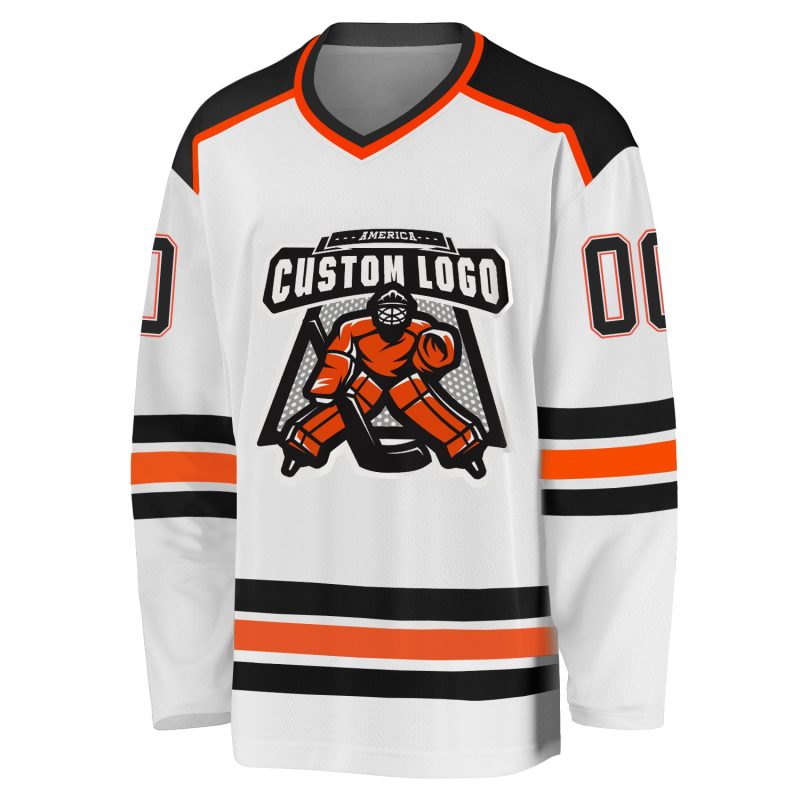 Customized Black and Orange Hockey Jersey - Personalized Sports Apparel Personalized White Black-Orange Hockey Jersey