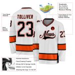Custom Name and Number Hockey Jersey - Personalized Black Orange White Team Jersey Personalized White Black-Orange Hockey