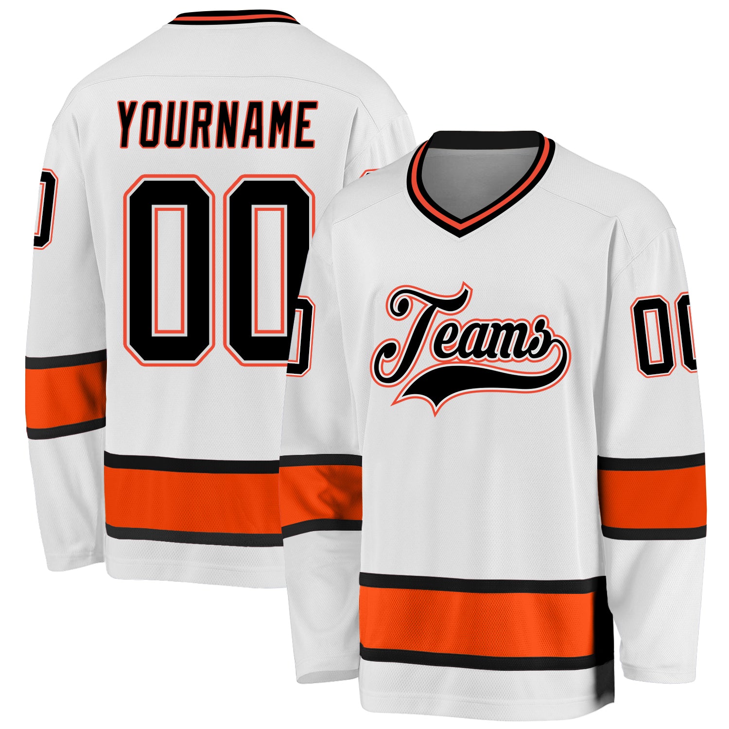 Custom Name and Number Hockey Jersey - Personalized Black Orange White Team Jersey Personalized White Black-Orange Hockey