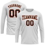 Custom Team Performance T-Shirt with Name and Number - Personalized Long Sleeve White Black-Orange Personalized White Black-Orange