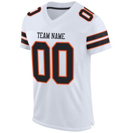 Personalized Authentic Football Jersey - White Black-Orange Mesh Style Personalized White Black-Orange Mesh Authentic Football