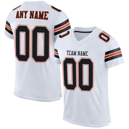 Custom Name and Number Authentic Football Jersey - Personalized White Black-Orange Mesh Team Jersey Personalized White Black-Orange