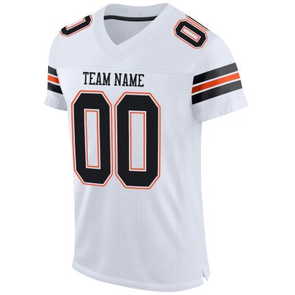 Custom Name and Number Authentic Football Jersey - Personalized White Black-Orange Mesh Team Jersey Personalized White Black-Orange