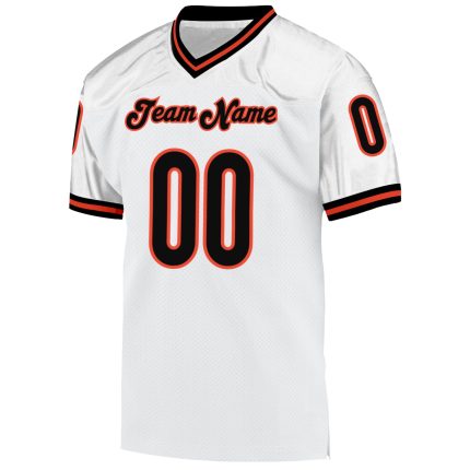 Custom Name and Number Mesh Football Jersey - Personalized White Black-Orange Authentic Throwback Team Jersey Personalized