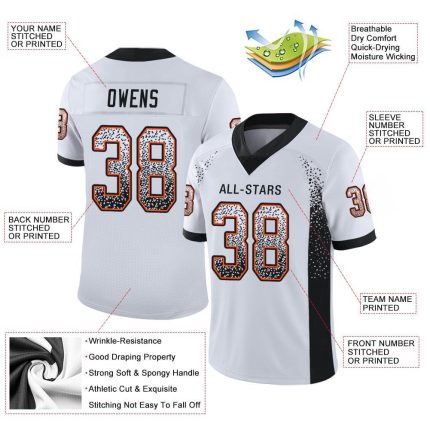 Custom Name Number Personalized Black Orange Mesh Fashion Football Jersey - Team Drift Style Personalized White Black-Orange