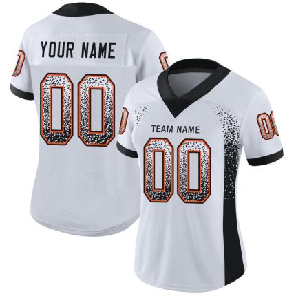 Custom Name Number Personalized Black Orange Mesh Fashion Football Jersey - Team Drift Style Personalized White Black-Orange