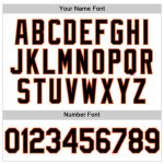 Custom Personalized Golf Polo Shirt with Team Name and Number - White Black-Orange Performance Vapor Design Personalized
