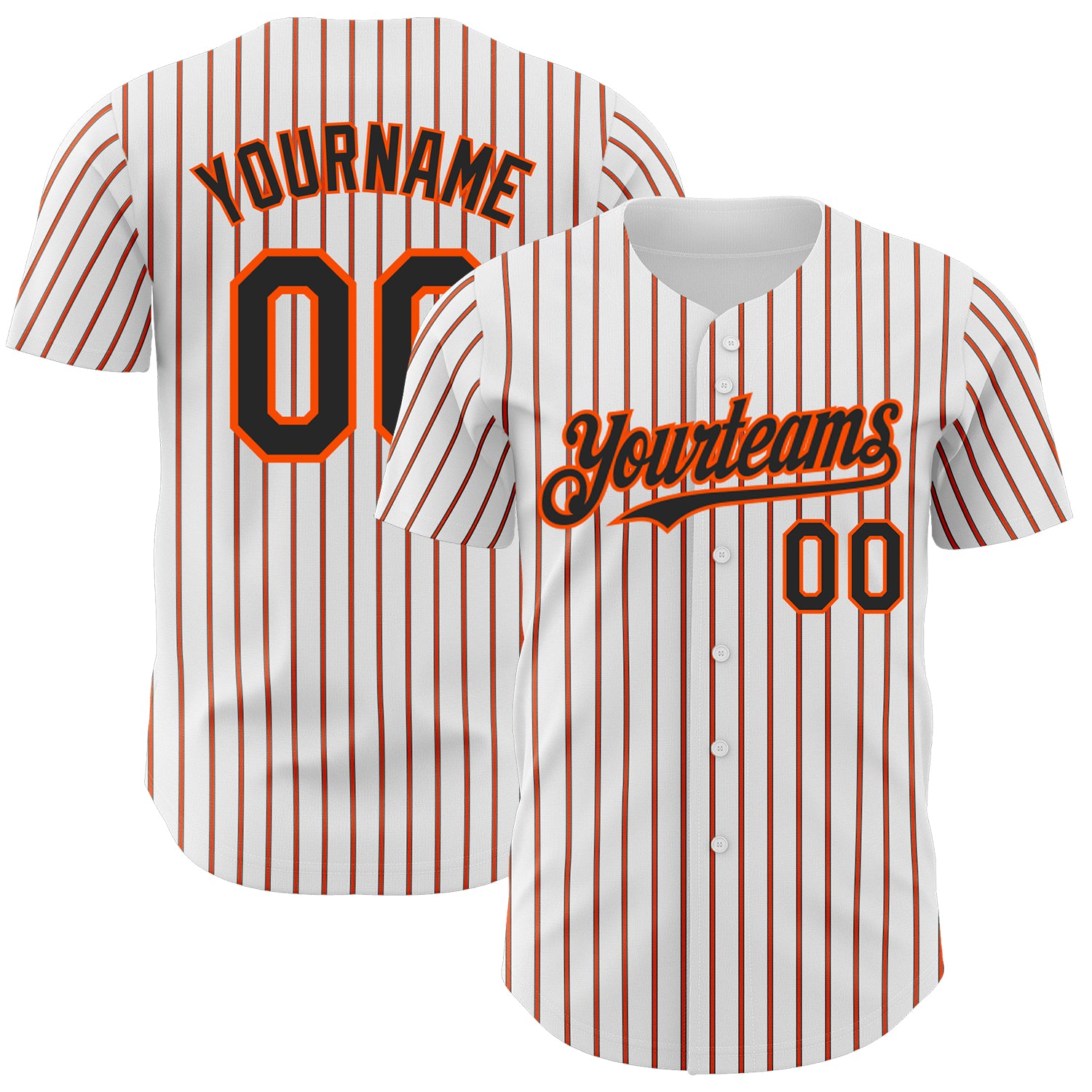 Personalized Orange-Black Authentic Baseball Jersey with Black Orange Pinstripe Design Personalized White (Black Orange Pinstripe)