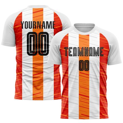 Custom Name Number Soccer Jersey - Personalized Black Orange White Sublimation Team Uniform Personalized White Black-Orange
