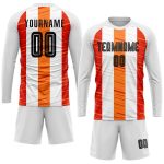 Custom Name Number Soccer Jersey - Personalized Black Orange White Sublimation Team Uniform Personalized White Black-Orange
