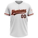 Personalized Softball Jersey Unisex Two-Button in White and Black-Orange Personalized White Black-Orange Two-Button Unisex