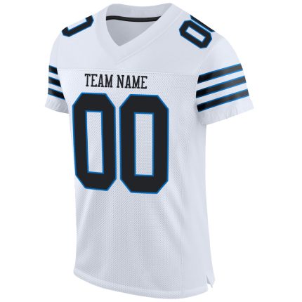 Personalized Black Panther Football Jersey - Authentic Blue Mesh Design Personalized White Black-Panther Blue Mesh Authentic