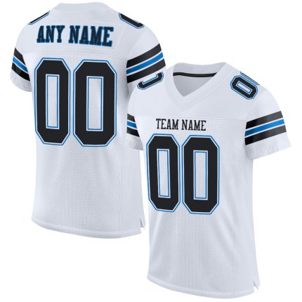 Custom Personalized Black Panther Football Jersey with Blue Mesh - Authentic Team Jersey with Name and Number Personalized