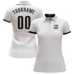 Custom Performance Golf Polo Shirt Personalized with Team Name and Number - White and Black Design Personalized White Black