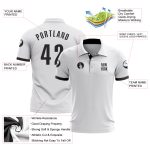 Custom Performance Golf Polo Shirt Personalized with Team Name and Number - White and Black Design Personalized White Black