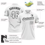 Custom Team Name Number Polo Shirt - Personalized White Black Performance Vapor Golf Shirt Personalized White Black Performance