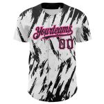 Personalized 3D Pattern Baseball Jersey with Custom Name & Number - Black Pink Sharp Design Personalized White Black-Pink