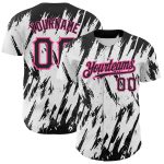 Personalized 3D Pattern Baseball Jersey with Custom Name & Number - Black Pink Sharp Design Personalized White Black-Pink