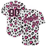 Custom Leopard 3D Pattern Baseball Jersey - Personalized Name & Number in White Black-Pink Personalized White Black-Pink