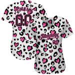 Custom Leopard 3D Pattern Baseball Jersey - Personalized Name & Number in White Black-Pink Personalized White Black-Pink