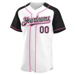Custom Name Number Baseball Jersey - Personalized Black-Pink White Authentic Raglan Sleeves Personalized White Black-Pink