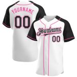 Custom Name Number Baseball Jersey - Personalized Black-Pink White Authentic Raglan Sleeves Personalized White Black-Pink
