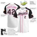 Custom Name Number Baseball Jersey - Personalized Black-Pink White Authentic Raglan Sleeves Personalized White Black-Pink