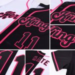 Custom Name Number Authentic Split Fashion Baseball Jersey White Black Pink Personalized White-Black Pink Authentic Split