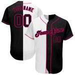 Custom Name Number Authentic Split Fashion Baseball Jersey White Black Pink Personalized White-Black Pink Authentic Split