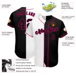 Custom Name Number Authentic Split Fashion Baseball Jersey White Black Pink Personalized White-Black Pink Authentic Split