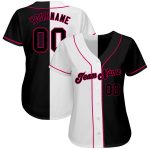 Custom Name Number Authentic Split Fashion Baseball Jersey White Black Pink Personalized White-Black Pink Authentic Split