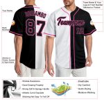 Custom Name Number Baseball Jersey - Personalized Authentic Split Design in White, Black, and Pink Personalized White Black-Pink