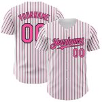 Personalized Pink Black Pinstripe Baseball Jersey Custom Name & Number - Authentic Team Gear Personalized White (Black Pink