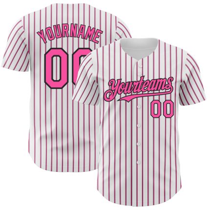 Personalized Pink Black Pinstripe Baseball Jersey Custom Name & Number - Authentic Team Gear Personalized White (Black Pink