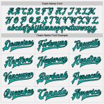 Custom Team Name Number Aqua Bomber Varsity Jacket White Black Pinstripe Full-Snap Letterman Jacket Personalized White Black