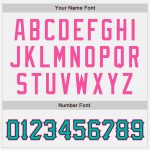 Custom Personalized Varsity Letterman Jacket Aqua-Pink Black White Pinstripe with Team Name and Number Full-Snap Bomber Personalized