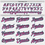 Custom Personalized Varsity Letterman Jacket Aqua-Pink Black White Pinstripe with Team Name and Number Full-Snap Bomber Personalized