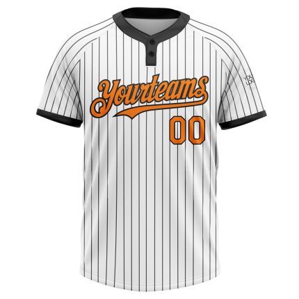 Custom Name Number Softball Jersey Unisex Two-Button Bay Orange Black White Pinstripe Personalized Team Gear Personalized